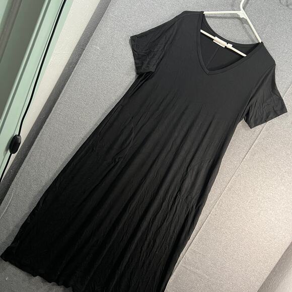 Belle by Kim Gravel Regular Print or Solid V-Neck Maxi Dress Black Size Medium - Picture 1 of 14